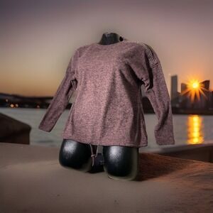 New‎ York Laundry Purple Sweater long sleeve Crew   Large Tie At The Hem Bling